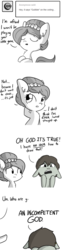 Size: 792x3168 | Tagged: safe, artist:tjpones, oc, oc only, oc:brownie bun, oc:tjpones, horse wife, ask, comic, floppy ears, fourth wall destruction, grayscale, meta, monochrome, self deprecation, simple background, tumblr, white background