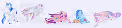 Size: 15744x3632 | Tagged: safe, artist:dawn22eagle, princess cadance, princess flurry heart, shining armor, oc, oc:bright topaz, oc:diamond blade, alicorn, pegasus, pony, unicorn, g4, book, colored wings, female, gradient wings, horn, horn ring, husband and wife, leonine tail, male, next generation, nudity, offspring, parent:princess cadance, parent:shining armor, parents:shiningcadance, ring, sheath, ship:shiningcadance, shipping, straight, tail, tail feathers, wings