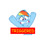 Size: 150x150 | Tagged: safe, artist:pax-12, rainbow dash, g4, animated, female, gif, gif for breezies, picture for breezies, reaction, solo, triggered