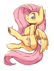 Size: 1280x1679 | Tagged: safe, artist:30clock, fluttershy, pegasus, pony, g4, butt, crying, female, literal butthurt, looking at you, looking back, pain, plot, solo