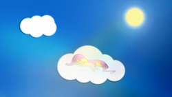 Size: 2560x1440 | Tagged: safe, artist:brovic43, artist:ext109, fluttershy, g4, cloud, crying, simple, sun, vector, wallpaper