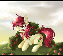 Size: 1024x904 | Tagged: safe, artist:ten-dril, roseluck, pony, g4, female, prone, solo