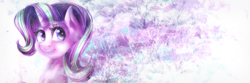 Size: 1500x500 | Tagged: safe, artist:karmamoonshadow, starlight glimmer, g4, beautiful, cute, female, smiling, solo