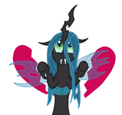 Size: 1024x967 | Tagged: safe, artist:lunasaccountant, queen chrysalis, changeling, changeling queen, g4, cute, cutealis, female, heart, heartbreak, sad, solo