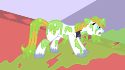 Size: 1024x576 | Tagged: safe, artist:lunasaccountant, prince blueblood, smooze, g4, slime