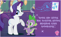 Size: 960x591 | Tagged: safe, rarity, spike, g4, official, facebook, my little pony logo, postal