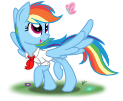 Size: 1100x900 | Tagged: safe, artist:geraritydevillefort, rainbow dash, butterfly, the count of monte rainbow, g4, cute, dashabetes, female, rainbow dantes, solo, the count of monte cristo