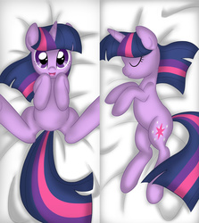 Size: 1280x1437 | Tagged: safe, artist:leslers, twilight sparkle, pony, g4, body pillow, body pillow design, cute, digital art, female, sleeping, solo, spread legs, spreading, twiabetes, wide eyes