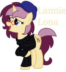 Size: 856x933 | Tagged: safe, artist:monkfishyadopts, oc, oc only, oc:lannie lona, g4, base used, beatnik, beret, clothes, glasses, solo, sweater, turtleneck