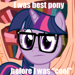 Size: 300x300 | Tagged: safe, twilight sparkle, g4, before it was cool, exploitable meme, female, glasses, hipster, meme, solo