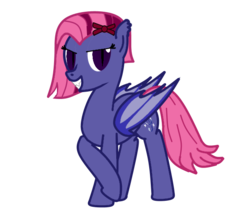 Size: 615x535 | Tagged: safe, artist:prism note, oc, oc only, oc:midnight symphony, bat pony, pony, female, grin, looking at you, mare, raised hoof, solo