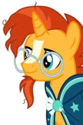 Size: 2391x3600 | Tagged: safe, artist:sketchmcreations, sunburst, pony, unicorn, g4, the crystalling, beard, cloak, clothes, facial hair, glasses, goatee, high res, male, simple background, smiling, solo, stallion, transparent background, vector