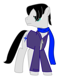 Size: 671x852 | Tagged: safe, artist:prism note, oc, oc only, oc:blade blitz, earth pony, pony, clothes, jacket, scarf