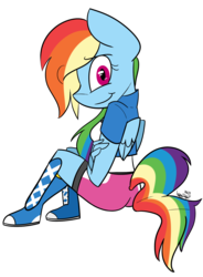 Size: 1330x1810 | Tagged: safe, artist:befishproductions, rainbow dash, anthro, plantigrade anthro, g4, clothes, equestria girls outfit, female, signature, simple background, solo, transparent background