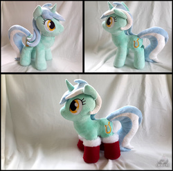 Size: 1390x1380 | Tagged: safe, artist:obcor, lyra heartstrings, pony, unicorn, g4, clothes, irl, photo, plushie, socks, solo