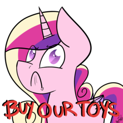 Size: 1500x1500 | Tagged: safe, artist:befishproductions, princess cadance, alicorn, pony, g4, >:c, angry, buy our toys, cute, cutedance, female, frown, glare, looking at you, madorable, mare, shrunken pupils, signature, simple background, solo, text, transparent background, wide eyes