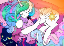 Size: 1315x939 | Tagged: dead source, safe, artist:dsana, princess celestia, spike, twilight sparkle, alicorn, dragon, pony, unicorn, g4, baby spike, book, brother and sister, cuddling, cute, cutelestia, dsana is trying to murder us, eyes closed, female, filly, filly twilight sparkle, hug, male, mare, momlestia, sleeping, snuggling, spikabetes, spikelove, twiabetes, weapons-grade cute