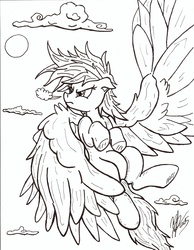 Size: 2545x3275 | Tagged: safe, artist:artponymdp, rainbow dash, g4, female, flying, high res, monochrome, solo, traditional art