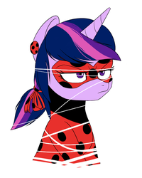 Size: 603x755 | Tagged: safe, artist:supermare, twilight sparkle, g4, clothes, costume, crossover, female, miraculous ladybug, solo