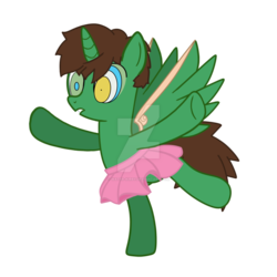 Size: 1024x1024 | Tagged: safe, artist:water-kirby, oc, oc only, oc:frost d. tart, alicorn, pony, alicorn oc, ballet, bipedal, clothes, crossdressing, dancing, hypnosis, hypnotized, kaa eyes, male, stallion, tutu, watermark