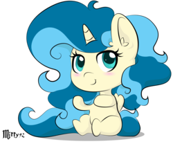Size: 3582x2976 | Tagged: safe, artist:mirry92, oc, oc only, oc:tina fountain heart, alicorn, pony, 2016, chibi, cute, digital art, female, filly, happy, high res, horn, looking at you, ponysona, sitting, small, smiling, solo, wings
