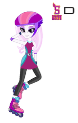 Size: 434x678 | Tagged: safe, artist:karalovely, fleur-de-lis, equestria girls, g4, my little pony equestria girls: friendship games, arm behind head, crystal prep shadowbolts, roller skates, skating