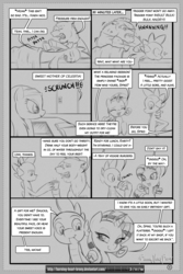 Size: 2100x3150 | Tagged: safe, artist:burning-heart-brony, aloe, bulk biceps, lotus blossom, rarity, spike, comic:friendship isnt canon, g4, comic, female, grayscale, high res, male, monochrome, ship:sparity, shipping, straight