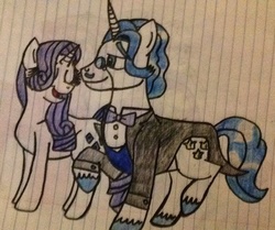 Size: 978x817 | Tagged: safe, artist:pimpartist101, fancypants, rarity, g4, female, lined paper, male, ship:raripants, shipping, straight, traditional art