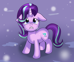 Size: 1705x1420 | Tagged: safe, artist:edowaado, starlight glimmer, g4, my little pony: friendship is magic, the crystalling, female, floppy ears, snow, snowfall, solo