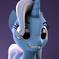 Size: 1082x1080 | Tagged: safe, artist:xppp1n, trixie, pony, unicorn, g4, 3d, cute, diatrixes, female, happy, mare, smiling, solo, source filmmaker