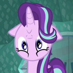 Size: 461x461 | Tagged: safe, edit, edited screencap, screencap, starlight glimmer, pony, unicorn, g4, the crystalling, :<, cropped, female, floppy ears, frown, inverted face, looking at you, mare, sad, sadface glimmer, sadlight glimmer, solo, upside down face, wat, wide eyes
