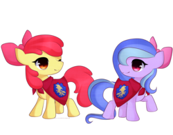 Size: 2800x2200 | Tagged: safe, artist:lunaticlilycoms, apple bloom, oc, oc:mary medley, g4, cape, clothes, cmc cape, commission, high res, simple background, transparent background