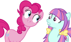 Size: 1024x612 | Tagged: safe, artist:berrypunchrules, pinkie pie, sunny flare, pony, equestria girls, g4, my little pony equestria girls: friendship games, equestria girls ponified, ponified, simple background, transparent background, vector