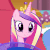 Size: 436x436 | Tagged: safe, screencap, princess cadance, pony, g4, twilight's kingdom, animated, blinking, crown, ethereal mane, female, jewelry, male, offscreen character, regalia, solo focus