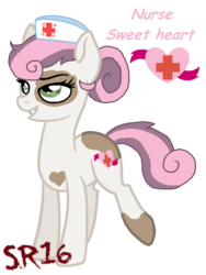 Size: 682x905 | Tagged: safe, artist:superrosey16, oc, oc only, oc:sweet heart, earth pony, pony, nurse, offspring, parent:pipsqueak, parent:sweetie belle, parents:sweetiesqueak, simple background, solo, transparent background