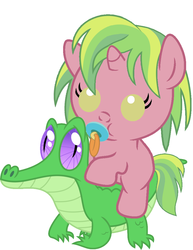 Size: 786x1017 | Tagged: safe, artist:red4567, gummy, lemon zest, pony, equestria girls, g4, my little pony equestria girls: friendship games, baby, baby lemon zest, baby pony, cute, equestria girls ponified, lemon zest riding gummy, pacifier, ponies riding gators, ponified, recolor, riding, weapons-grade cute, zestabetes