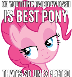 Size: 959x1024 | Tagged: safe, screencap, pinkie pie, g4, caption, condescending ponka, condescending wonka, female, image macro, lidded eyes, meme, ponified meme, roald dahl, simple background, smiling, solo, text, vector, white background, willy wonka and the chocolate factory