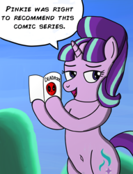 Size: 2552x3348 | Tagged: safe, artist:saburodaimando, starlight glimmer, pony, g4, belly button, bipedal, comic, deadpool, high res