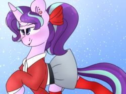 Size: 1024x768 | Tagged: safe, artist:korgikardigan, starlight glimmer, g4, bow, clothes, female, hair bow, heather chandler, heathers, heathers the musical, shirt, skirt, solo