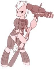 Size: 774x1032 | Tagged: safe, artist:evomanaphy, oc, oc only, oc:silver lining, earth pony, pony, fallout equestria, combat armor, sketch, solo, super sledge