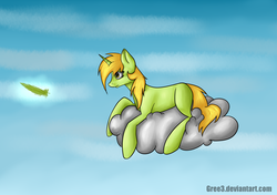 Size: 5480x3856 | Tagged: safe, artist:gree3, oc, oc only, pony, unicorn, cloud, feather, magic, solo