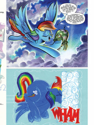 Size: 720x960 | Tagged: safe, artist:andy price, idw, rainbow dash, tank, pegasus, pony, tortoise, g4, spoiler:comic, spoiler:comic41, comic, female, mare, preview, rainbow crash, speech bubble