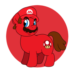 Size: 800x800 | Tagged: safe, artist:perfectpinkwater, earth pony, pony, cap, crossover, cutie mark, hat, male, mario, mario's hat, nintendo, ponified, simple background, solo, super mario bros., super smash bros., transparent background