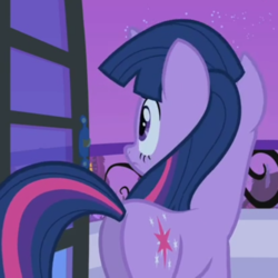 Size: 620x620 | Tagged: safe, screencap, twilight sparkle, pony, unicorn, g4, owl's well that ends well, butt, cropped, female, mare, plot, solo, twibutt, unicorn twilight