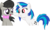 Size: 2787x1670 | Tagged: safe, artist:kehrminator, dj pon-3, octavia melody, vinyl scratch, earth pony, pony, unicorn, g4, base used, boop, bowtie, cutie mark, female, hooves, horn, mare, open mouth, red eyes, simple background, smiling, teeth, transparent background, vector, wrong eye color