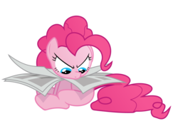 Size: 2980x2105 | Tagged: safe, artist:kehrminator, pinkie pie, pony, g4, the one where pinkie pie knows, behaving like a dog, female, high res, newspaper, simple background, solo, transparent background, vector