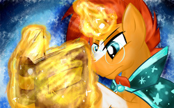 Size: 2500x1550 | Tagged: safe, artist:flamepone, sunburst, pony, unicorn, g4, the crystalling, book, magic, male, solo, stallion