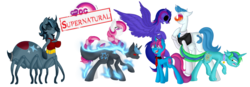 Size: 1024x357 | Tagged: safe, artist:fps-foxi, oc, oc only, oc:commander sparkle, oc:kikiyoyaoi, oc:metibobo, oc:mummifiedthunderbird, oc:smoothsailingpony, oc:soarinwantspie, oc:yocena, earth pony, hybrid, pegasus, pony, unicorn, group