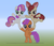 Size: 1227x1064 | Tagged: safe, apple bloom, scootaloo, sweetie belle, g4, cutie mark crusaders, game screencap, minecraft, minecraft pixel art, pixel art