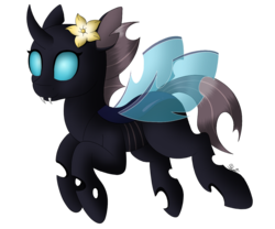 Size: 1200x1000 | Tagged: safe, artist:spirit-dude, oc, oc only, changeling, changeling oc, cute, female, flower, flying, looking at you, smiling, solo
